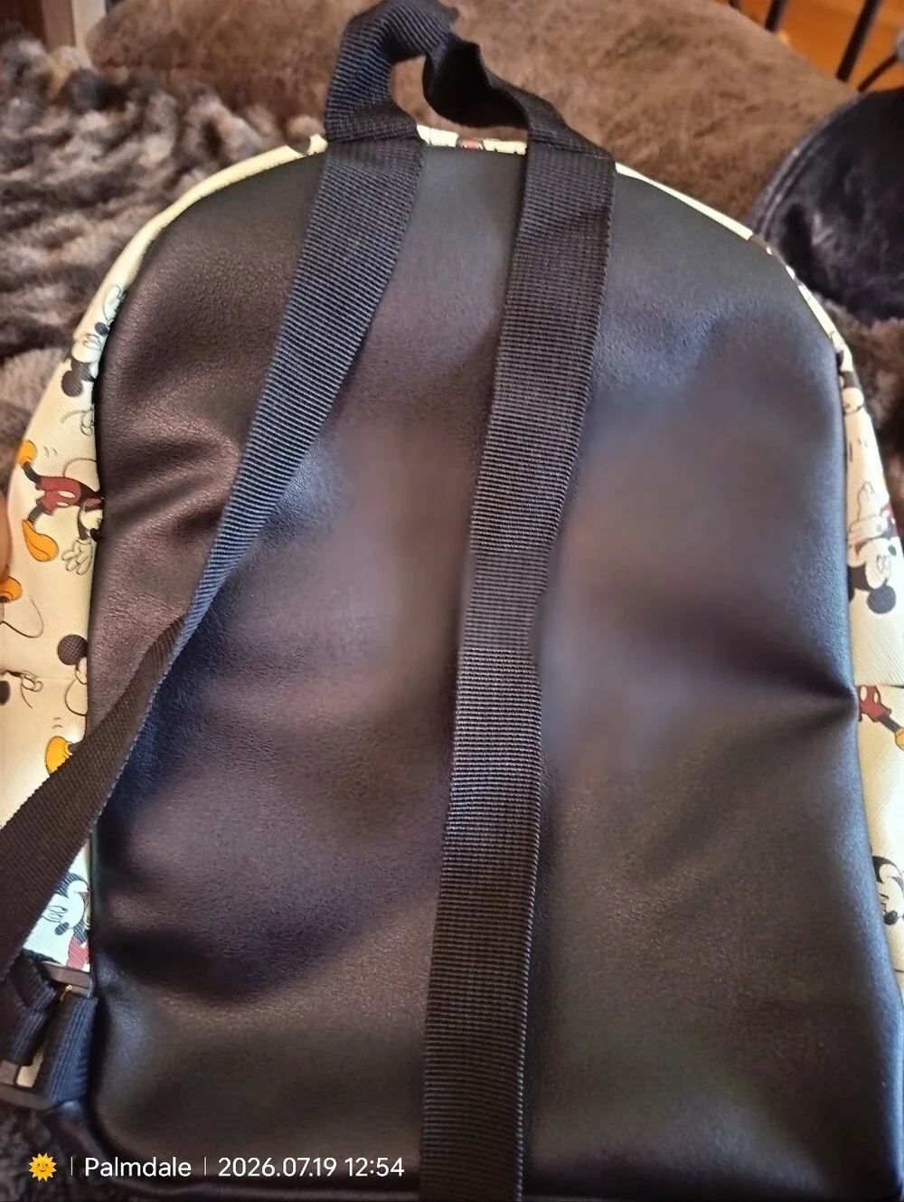 Disney Kids Backpack in White, Black & Yellow Mickey Print